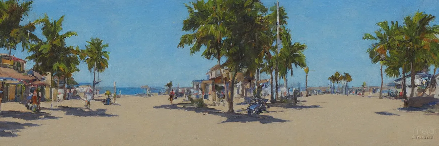 Image similar to summer street near a beach, by J-M Boesch