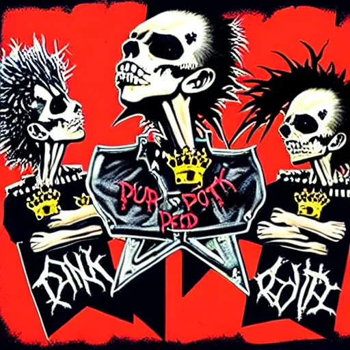 Image similar to painting on a badge, punks not dead!, exploited!!, clash, junk yard, rats!!, god save the queen, punk rock album cover art style, grunge, no future