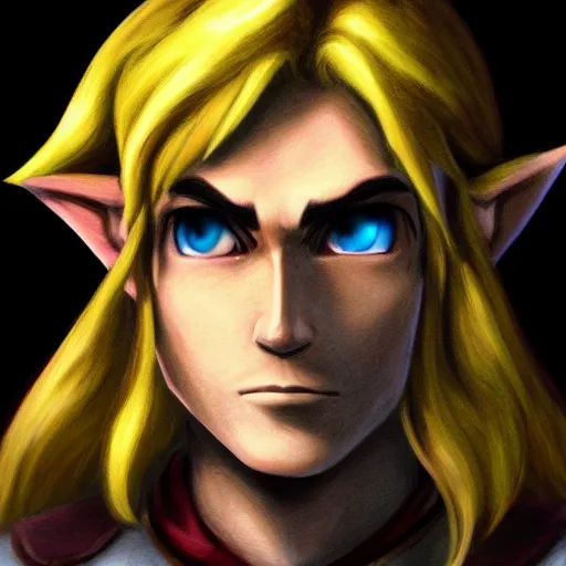 Image similar to portrait from link from the legend of zelda, trending on artstation