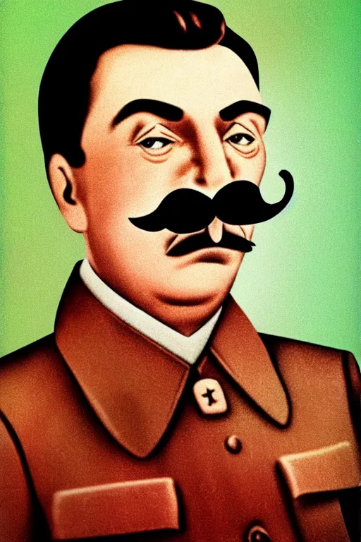 Prompt: joseph stalin with a pig nose on his face historical photo in color