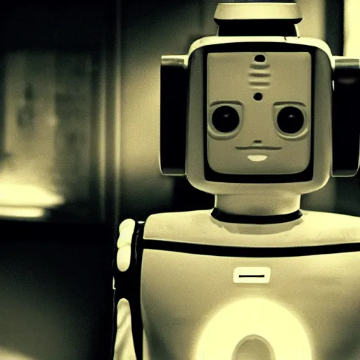 Image similar to movie still of robot gustavo cerati, cinematic composition, cinematic light, criterion collection, by edgar wright