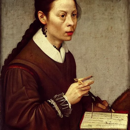 Image similar to a painting of a disgruntled java programmer, a portrait by sofonisba anguissola, trending on tumblr, renaissance, chiaroscuro, studio portrait, dutch golden age, flemish baroque, italian, pre - raphaelitism, rococo, unsplash