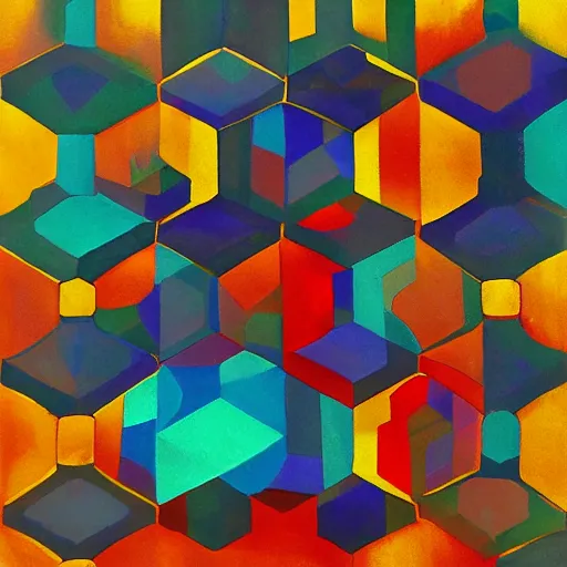 Prompt: hexagonal fine art
