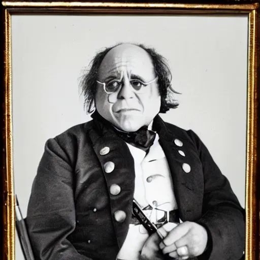 Image similar to portrait photograph of Danny DeVito as a Civil War confederate general