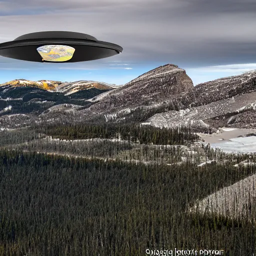 Prompt: a ufo spotted in the sky in the canadian rockys, 4k, high detail, high-resolution photograph, professional photography, ultra-detail