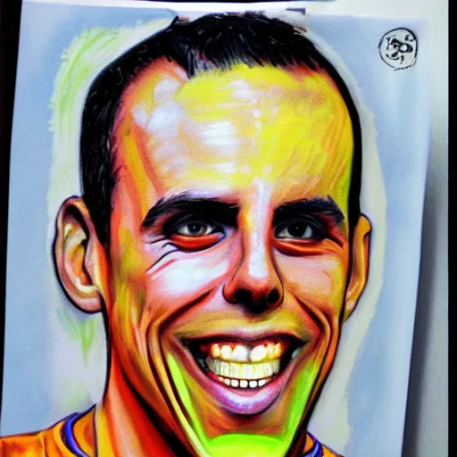 Prompt: painting of steve o with crayons