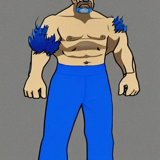 Prompt: buff Walter White Hadoken a ball of blue fire to the right side of the screen, accurate anatomy, accurate hands, highly detailed, digital art, smooth,