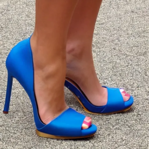 Image similar to A foot model wearing a pair of blue heels