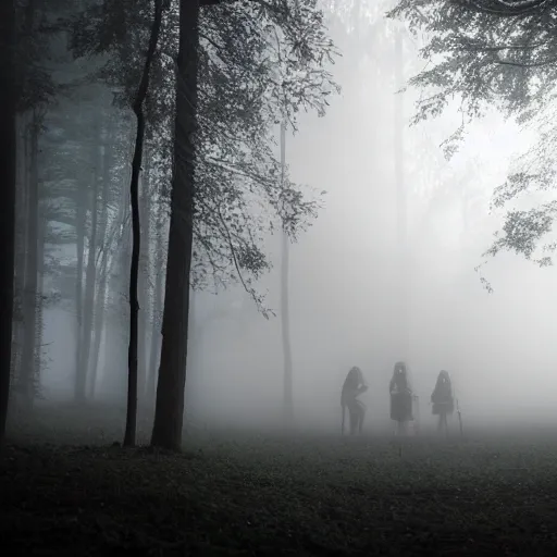 Image similar to Techno festival in dark misty forest