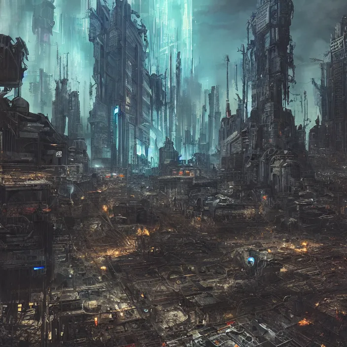Image similar to beautiful apocalyptic sci-fi cyberpunk overpopulated city, filled with mad max panzer tanks, hyper-detailed, smooth, sharp focus, 4k ultra hd, fantasy dark art, tank girl, artgerm, artstation, octane render, elegant, detailed digital painting, apocalyptic art, Francis bacon, gears of war, unreal engine, 3d depth map