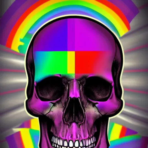 Image similar to Human skull in LGBT+ pride flag colors, rainbow skull, ultra detailed drawing, high-quality art, trending on Artstation