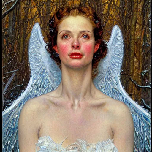 Prompt: portrait of a frost angel, by donato giancola and norman rockwell.