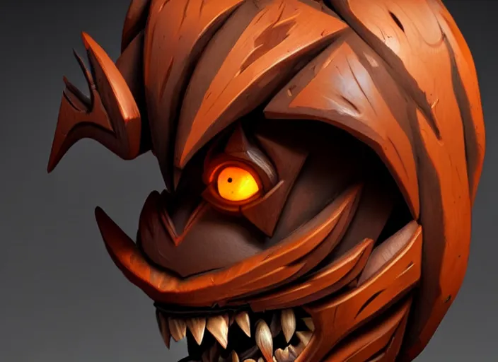 Image similar to brown wooden festeroot witch head, stylized stl, 3 d render, activision blizzard style, hearthstone style, darksiders art style, greg rutkowski style