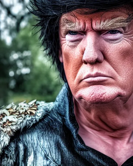 Prompt: award winning 5 5 mm close up portrait color photo of trump as songoku, in a park by luis royo. soft light. nikon d 7 5 0