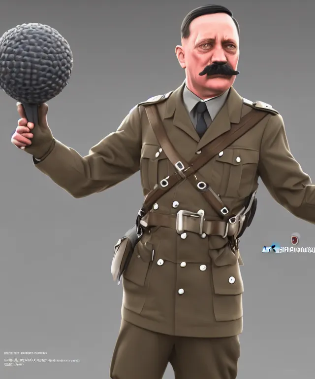 Image similar to hyperrealistic 3d model of Hitler as a Pokemon, 8k octane beautifully detailed render, post-processing, extremely hyperdetailed, intricate, epic composition, cinematic lighting + masterpiece, trending on artstation, very very detailed, masterpiece, stunning