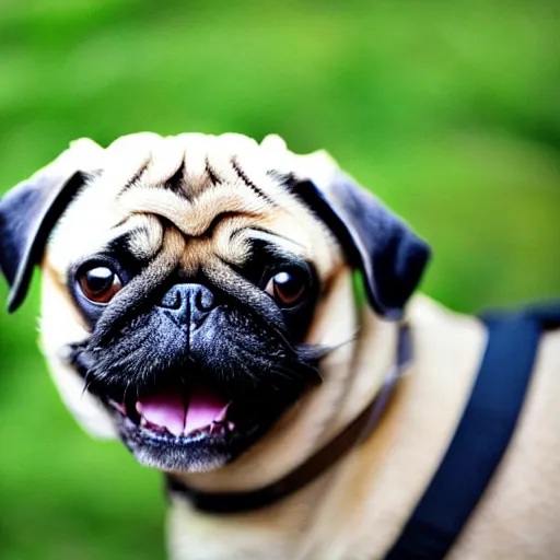 Image similar to pug smoking weed, photo realistic, dslr camera