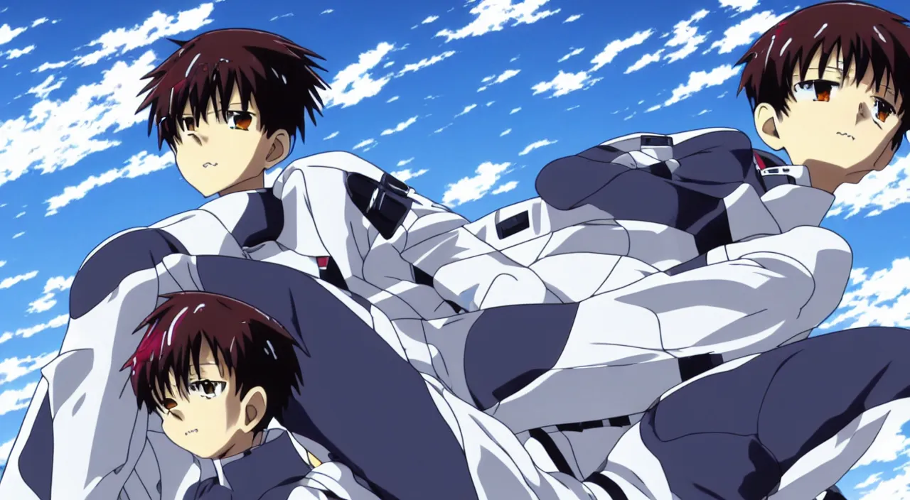 Image similar to shinji ikari pilots tesla model s, evangelion anime, full hd, hd anime, hd anime wallaper