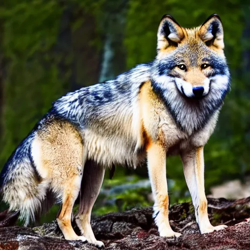 Image similar to professional photograph of a eurasian tibetan wolf, high quality, hd, 8 k, 4 k, magnificent, award - winning, nature, nature photography, awe - inspiring, highly detailed, amazing