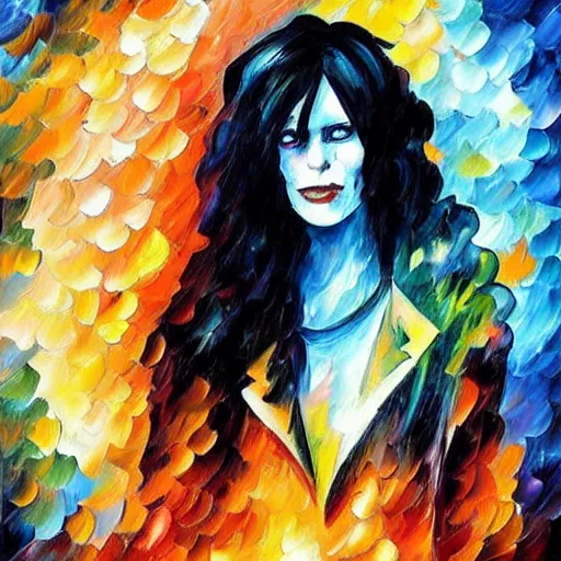 Image similar to “Death from Sandman, style of Leonid afremov”