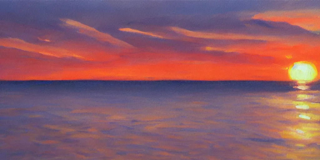 Prompt: oil painted. sunset