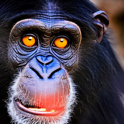 Image similar to hooting chimpanzee with laser eyes