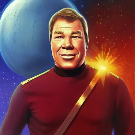 Prompt: young william shatner as captain kirk Funny cartoonish by Gediminas Pranckevicius H 704 and mort drucker Tomasz Alen Kopera, masterpiece, trending on artstation