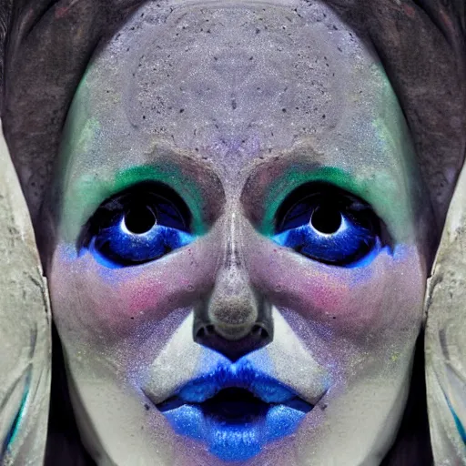 Image similar to architectural shot, no decaying lines, alabaster gothic cathedral, gothic black opal skin woman, macro head face