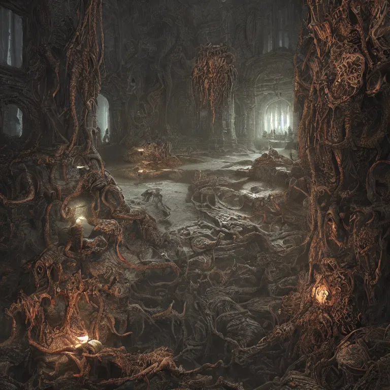 Prompt: realm of the necronomicon, ultra realistic, concept art, intricate details, photorealistic, octane render, 8 k