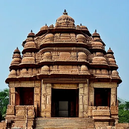 Prompt: an ancient indian temple made of mushroom