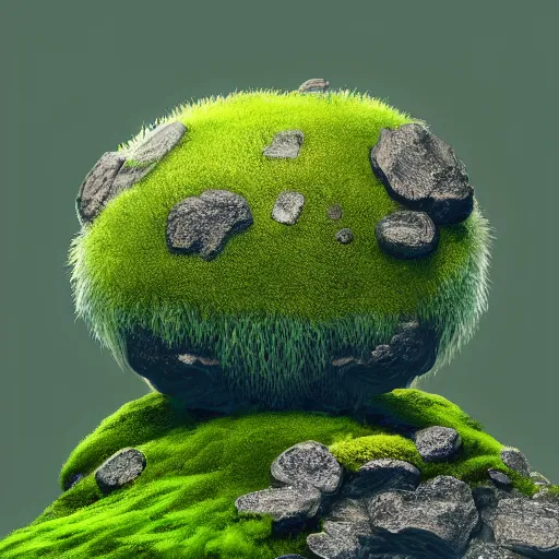 Prompt: a highly detailed digital painting of a tiny cute mossy forest creature by bobby chiu, trending on artstation, octane render, 4 k, unreal 5, macro photography, goro fujita