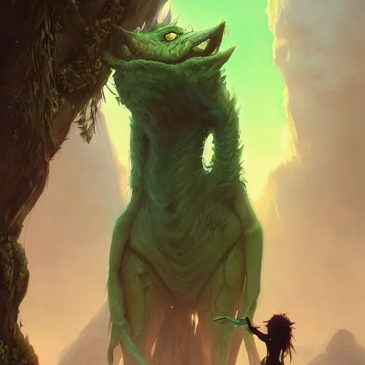 Image similar to green creature with long fingers disguised as a human, unreal engine, fantasy art by greg rutkowski, loish, rhads, ferdinand knab, makoto shinkai and lois van baarle, ilya kuvshinov, rossdraws, tom bagshaw, global illumination, radiant light, detailed and intricate environment