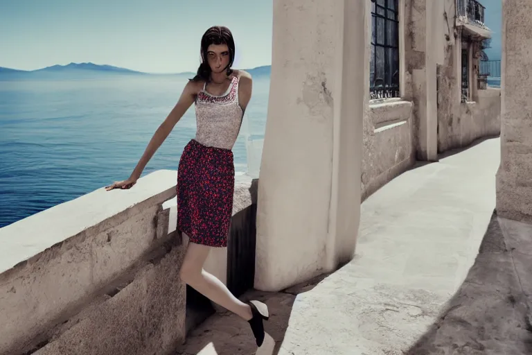 Image similar to beautiful fit model woman in Nice, natural light, chanel ad by Alessio albi