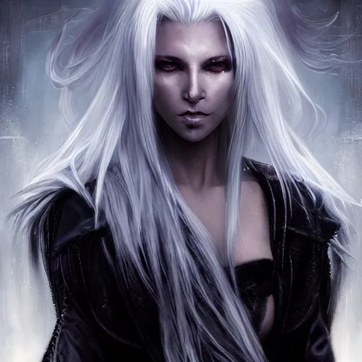 Prompt: kerli koiv, sephiroth, darkwave, darksynth character portrait, sharp, digital matte painting, art by luis royo, greg rutkowski, wlop, dramatic lighting, trending on artstation