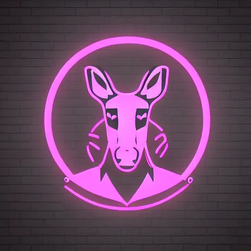 Image similar to logo for corporation that involves deer head, symmetrical, retro pink synthwave style, retro sci fi, neon