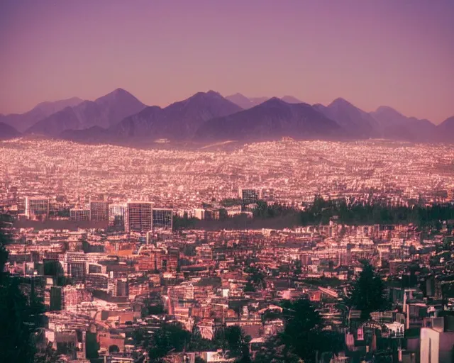 Image similar to calm and soft city view with bokeh, mountains in a city, fantasy world, magic perspective photo, calm lighting, soft world, pleasant, kodak portra 8 0 0