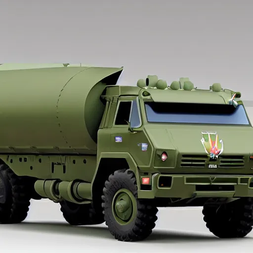 Image similar to HIMARS with rockets, Cars Pixar movie style, detailed, green