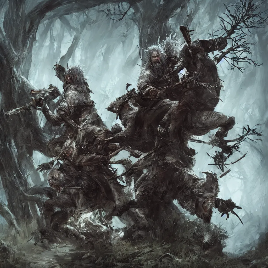 geralt of rivia fighting a leshen, mesmerizing, | Stable Diffusion ...