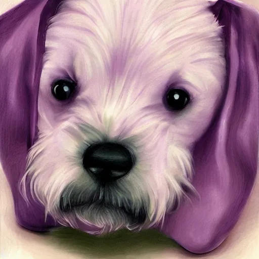 Prompt: A cute purple dog, photorealistic