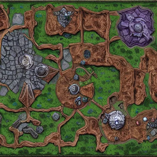 Image similar to D&D battlemap of small town, medieval dnd, colorfull digital fantasy art, 4k