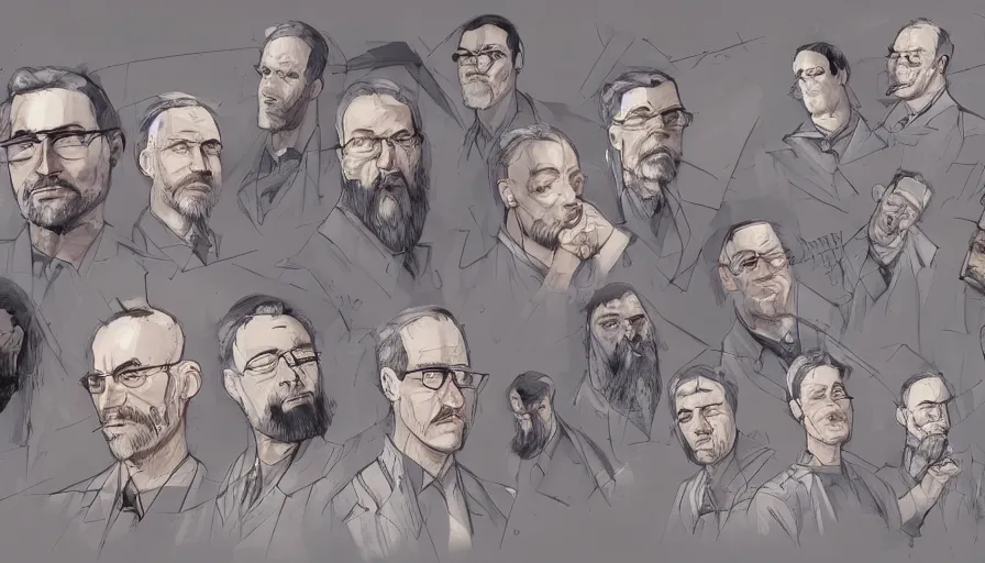 Image similar to visual storytelling, concept art of scientists by jama jurabaev, extremely detailed, trending on artstation, high quality, brush stroke