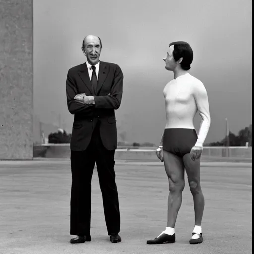 Prompt: valery giscard d'estaing as 1 9 6 0 s superman