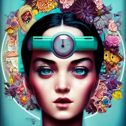 Image similar to lofi clockpunk portrait, pixar style, by tristan eaton stanley artgerm and tom bagshaw.