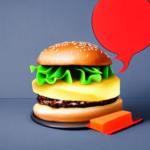 Image similar to hamburger made out of chewing gum with cheese running down bun, hyper realistic, award winning food photography