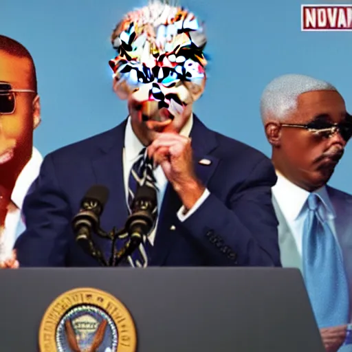 Prompt: Joe Biden in a 90's rap album cover