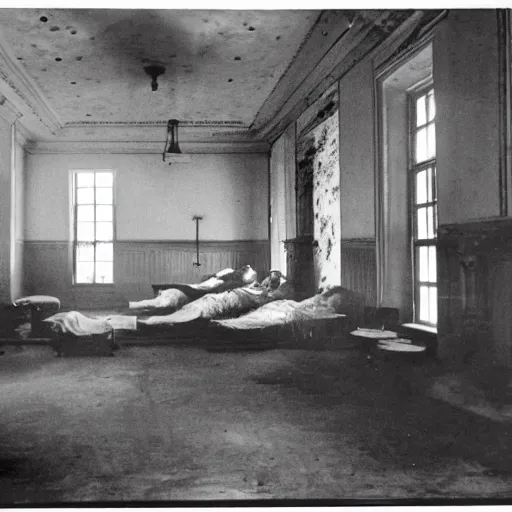 Image similar to insane asylum interior, 1910s