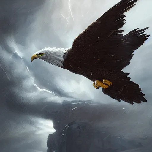 Image similar to storm eagle, by cedric peyravernay, highly detailed, excellent composition, cinematic concept art, dramatic lighting, trending on artstation