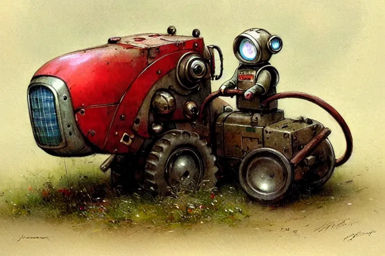 Image similar to adventurer ( ( ( ( ( 1 9 5 0 s retro future robot android fat mouse tractor. muted colors. ) ) ) ) ) by jean baptiste monge!!!!!!!!!!!!!!!!!!!!!!!!! chrome red