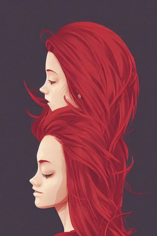 Image similar to girl with red hair. black shirt. looking away! centered median photoshop filter cutout vector behance hd artgerm jesper ejsing!