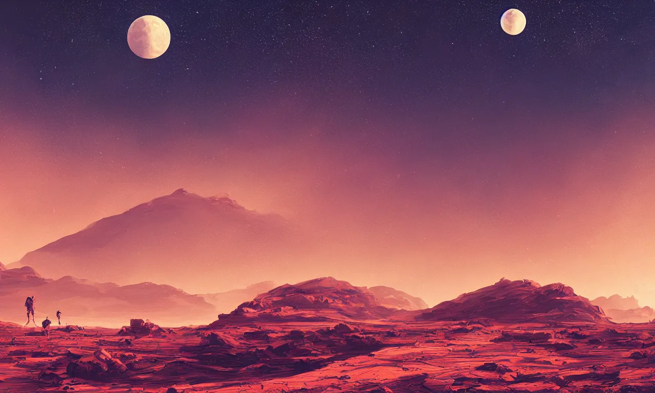 Image similar to mars and moon ground by alena aenami artworks in 4 k