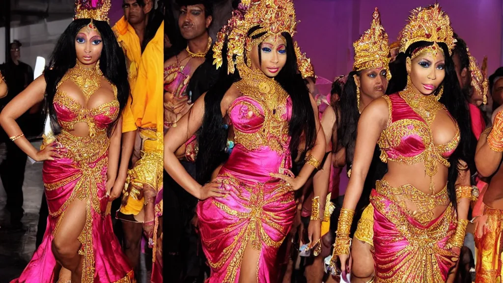 Image similar to nicki minaj dressed as a hindu goddess, stunning